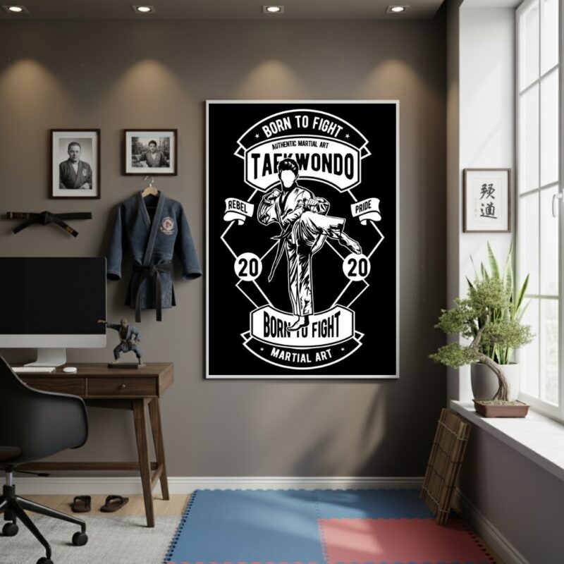 Quadro Decorativo Nasci Pra Lutar Taekwondo - 70x50 cm