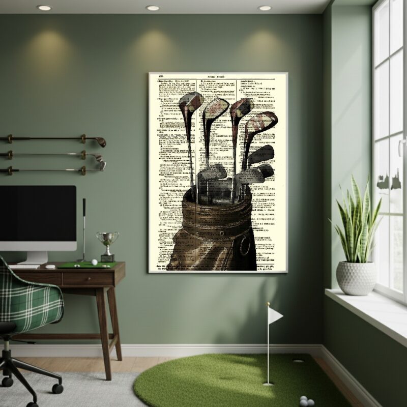 Quadro Decorativo Página Com Tacos De Golfe - 70x50 cm