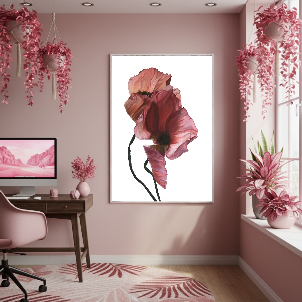 Quadro Decorativo Papoula Suave - 70x50cm