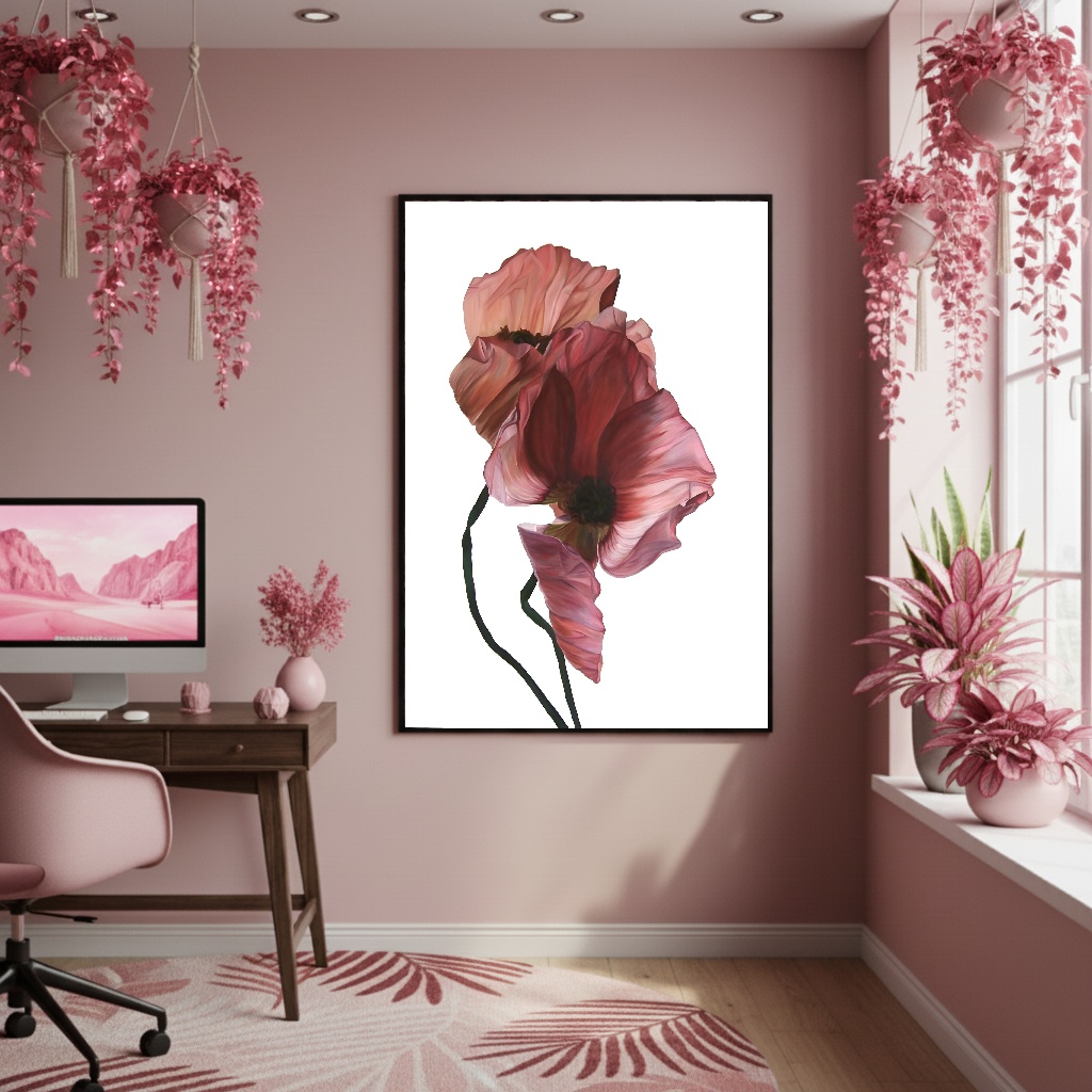 Quadro Decorativo Papoula Suave - 70x50cm