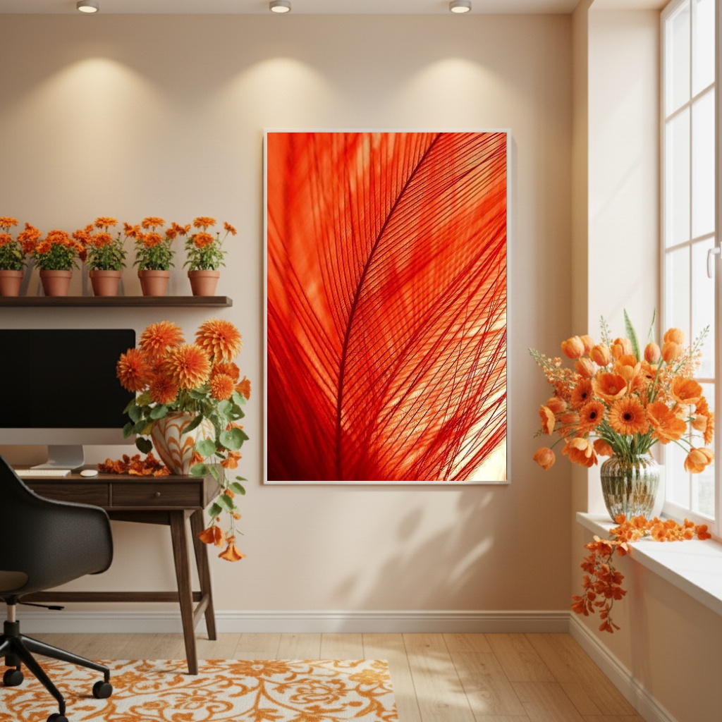 Quadro Decorativo Pena Coral - 70x50cm