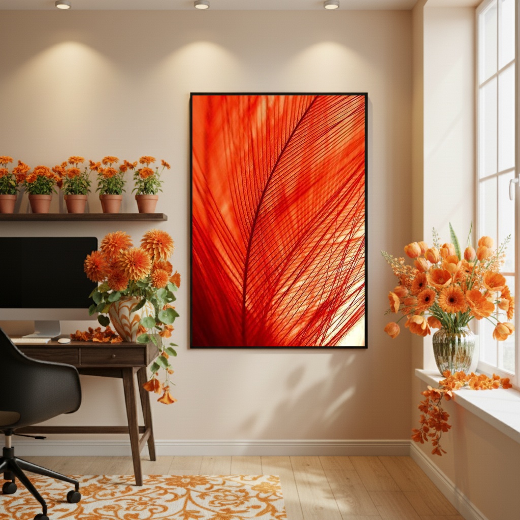 Quadro Decorativo Pena Coral - 70x50cm