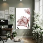 Quadro Decorativo Peônia Creme - 70x50cm