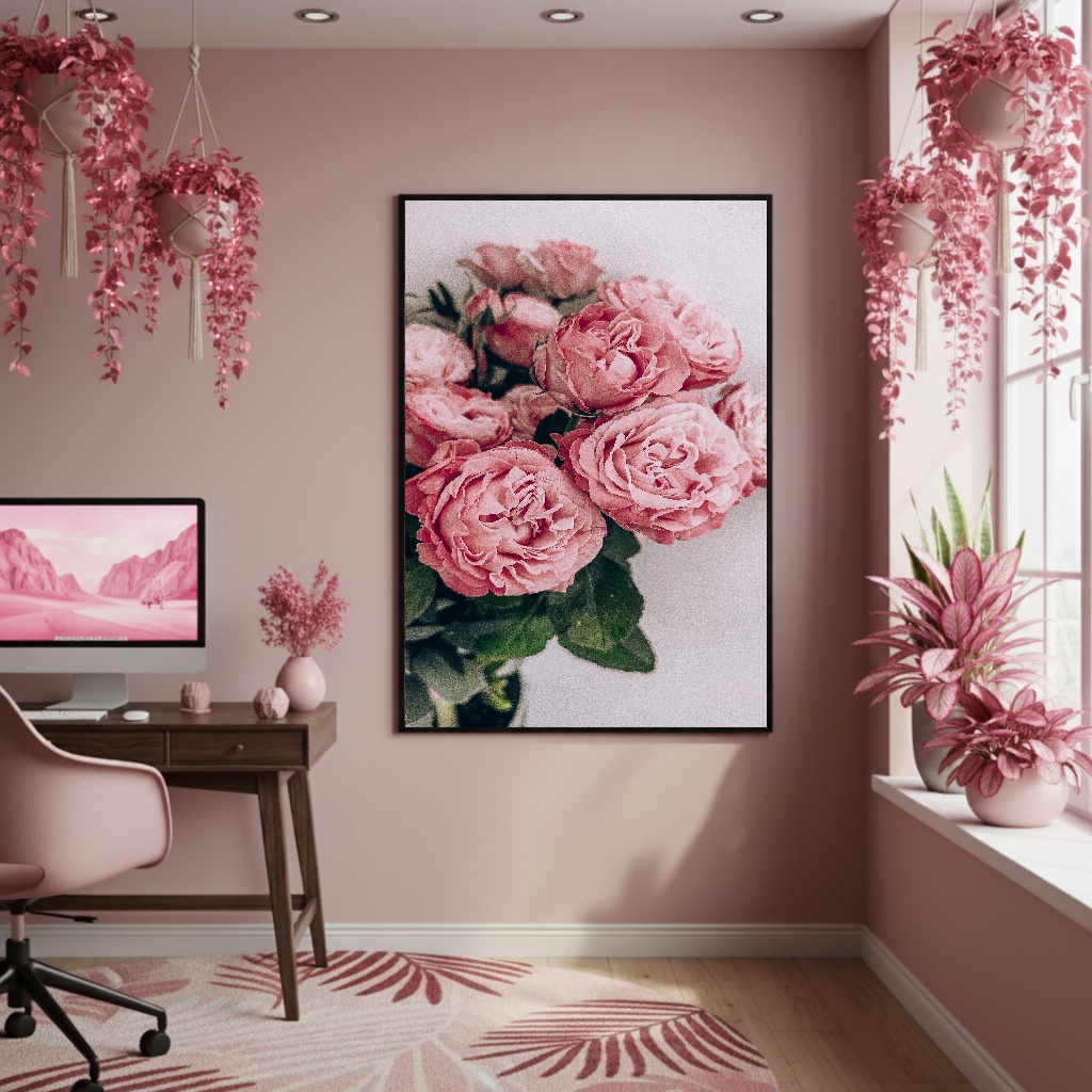 Quadro Decorativo Peônias Frescas - 70x50cm