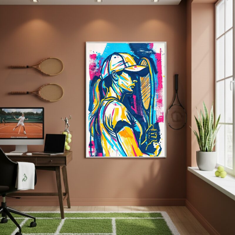 Quadro Decorativo Pintura Mulher Do Tênis-70x50cm