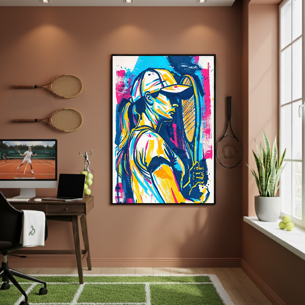 Quadro Decorativo Pintura Mulher Do Tênis-70x50cm