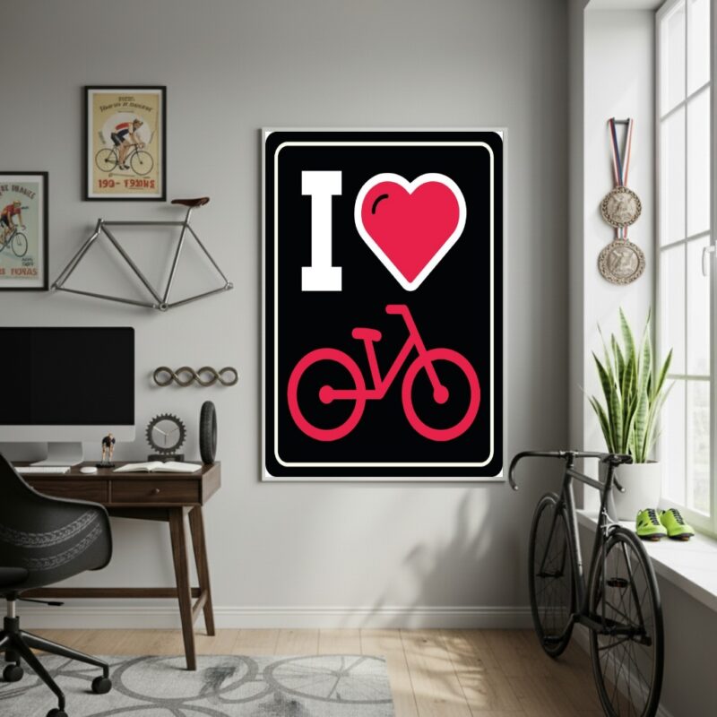 Quadro Decorativo Placa Amo Bicicleta-70x50cm
