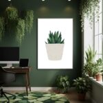 Quadro Decorativo Planta Em Vaso Bege - 70x50cm