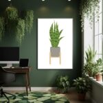 Quadro Decorativo Planta Em Vaso Cinza - 70x50cm