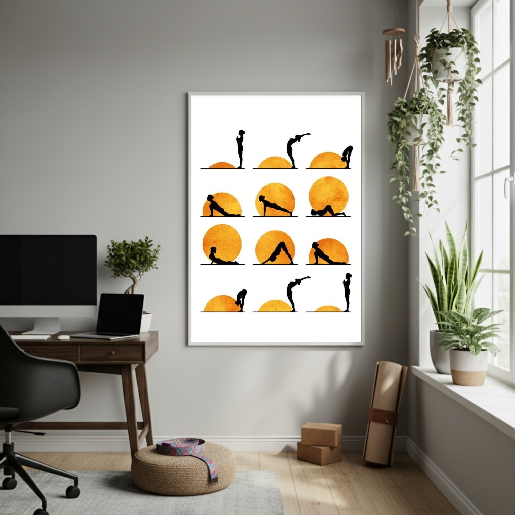 Quadro Decorativo Posições De Yoga-70x50cm