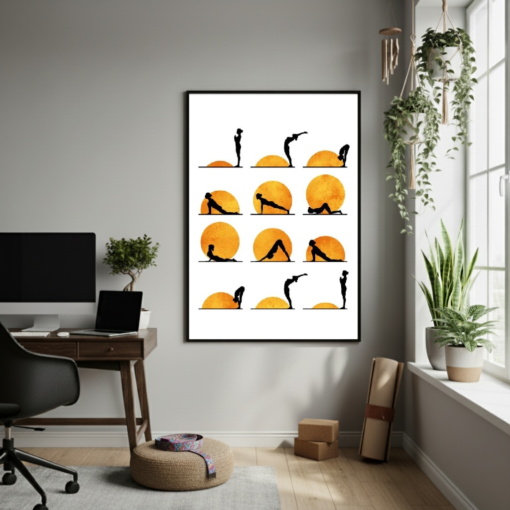 Quadro Decorativo Posições De Yoga-70x50cm
