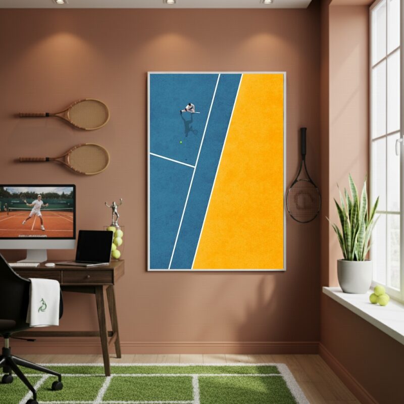 Quadro Decorativo Quadra De Tênis-70x50cm