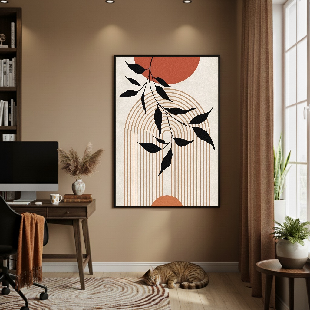 Quadro Decorativo Ramo Terracota - 70x50cm
