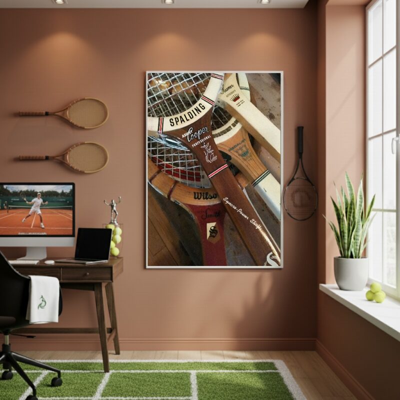 Quadro Decorativo Raquetes De Madeira-70x50cm