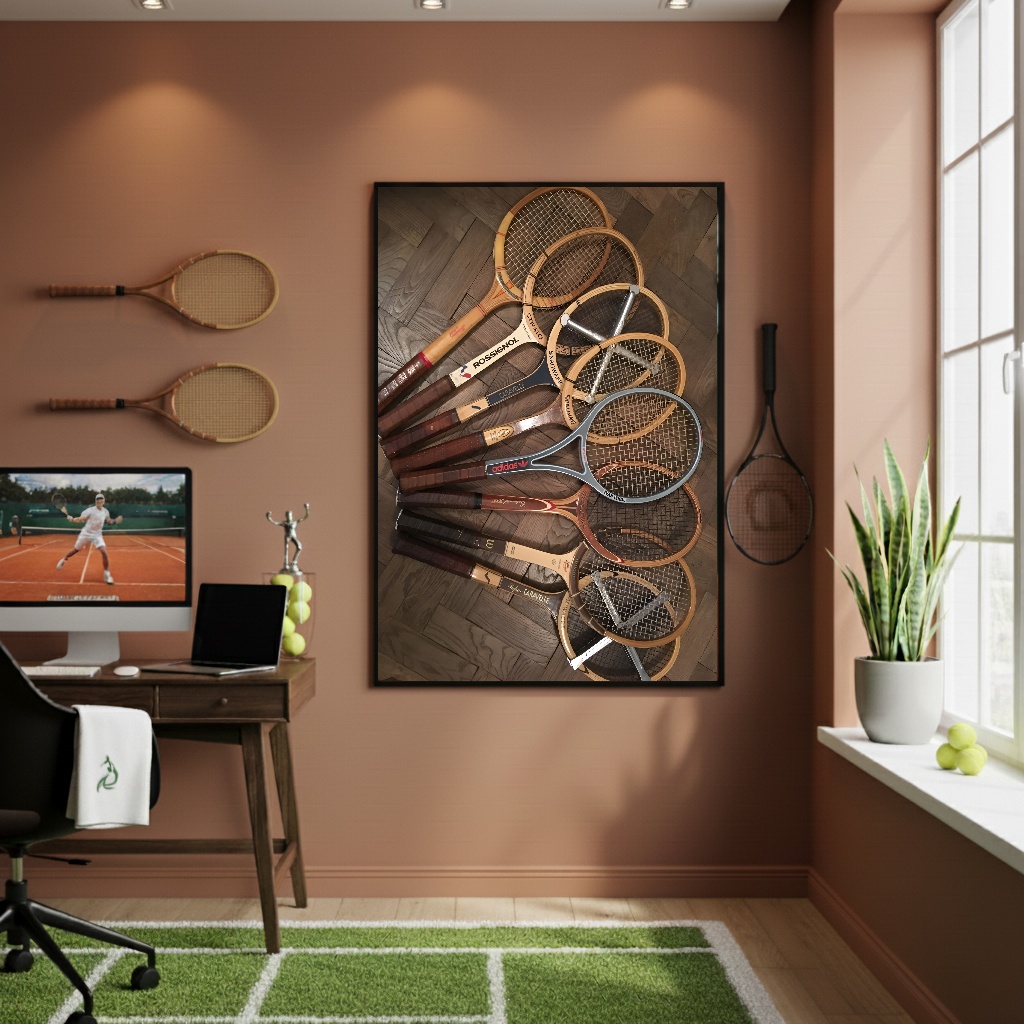 Quadro Decorativo Raquetes De Tênis-70x50cm