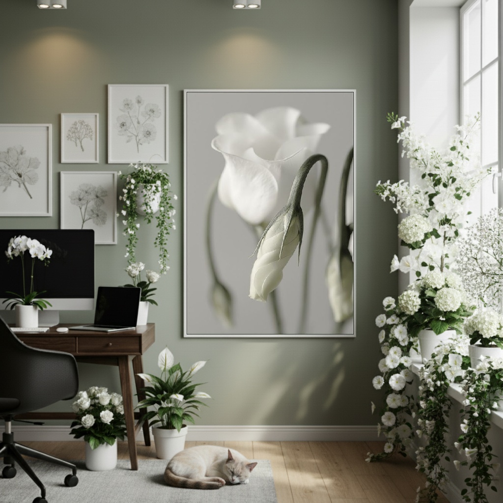 Quadro Decorativo Rosa Branca - 70x50cm