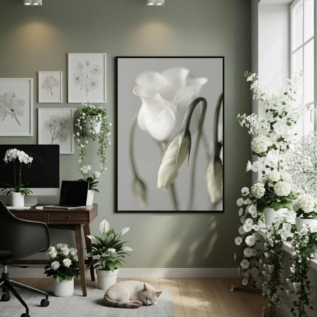 Quadro Decorativo Rosa Branca - 70x50cm