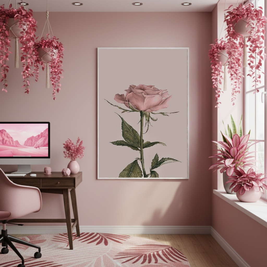Quadro Decorativo Rosa Clássica - 70x50cm