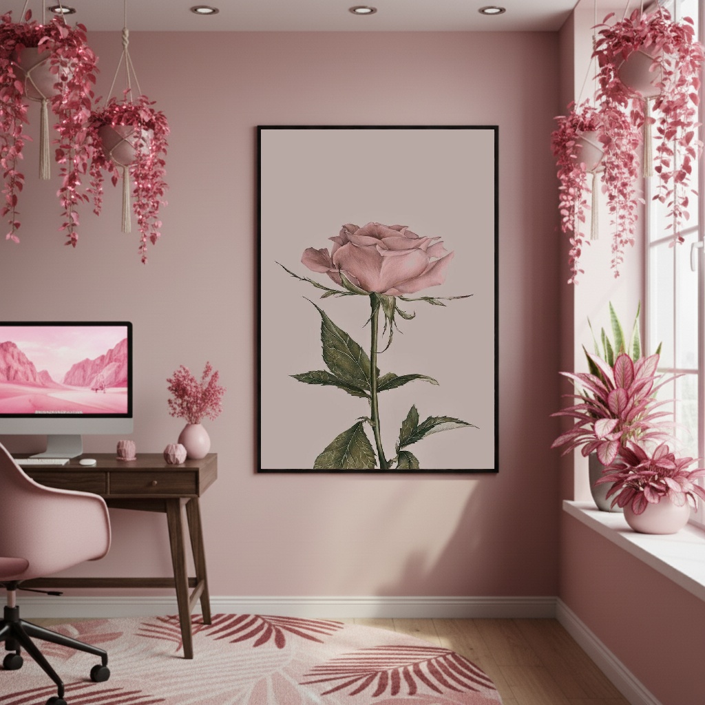 Quadro Decorativo Rosa Clássica - 70x50cm