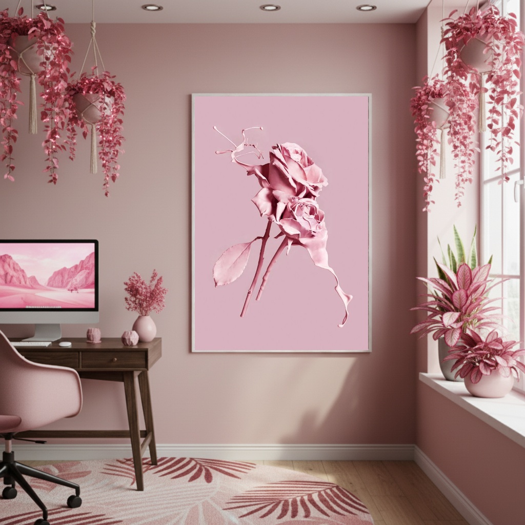 Quadro Decorativo Rosa Pálida - 70x50cm