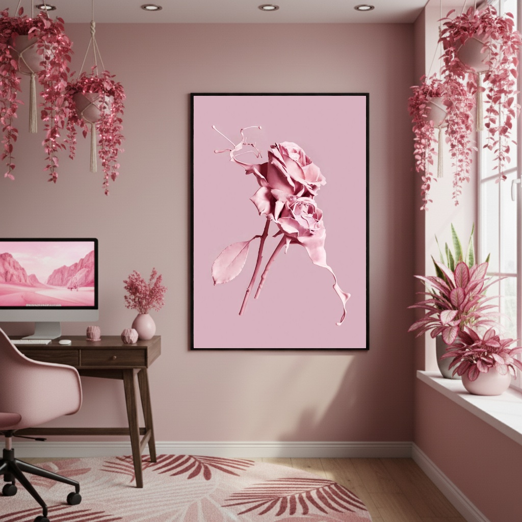 Quadro Decorativo Rosa Pálida - 70x50cm