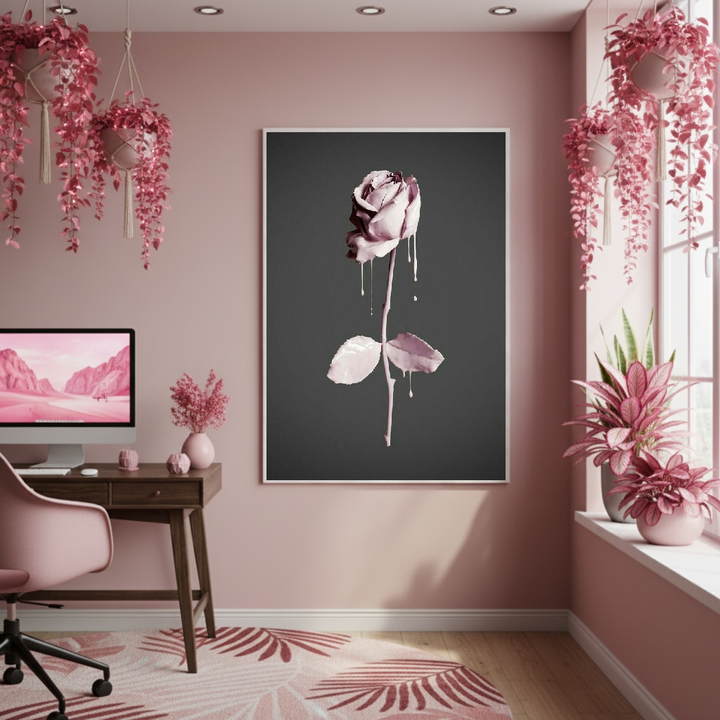 Quadro Decorativo Rosa Sombria - 70x50cm