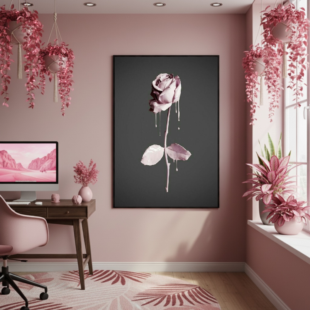 Quadro Decorativo Rosa Sombria - 70x50cm