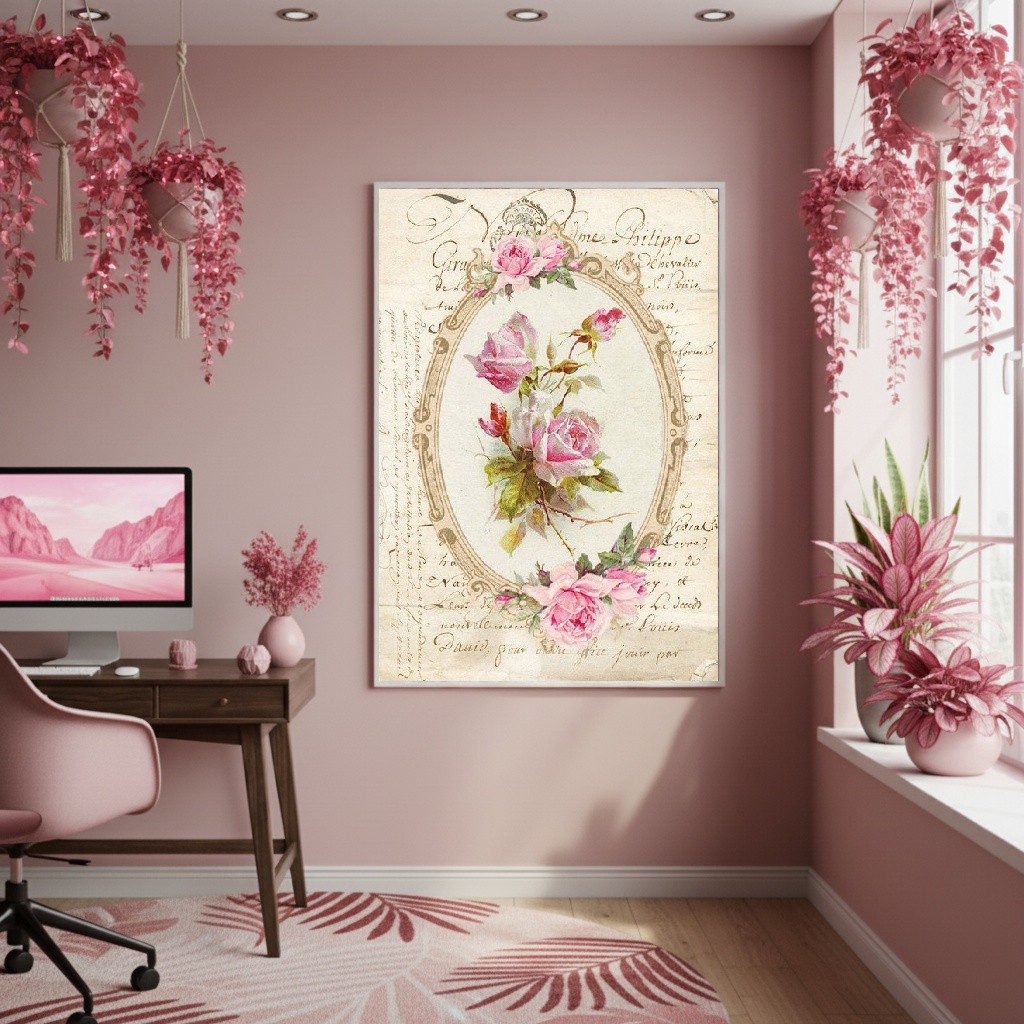 Quadro Decorativo Rosas Vintage - 70x50cm
