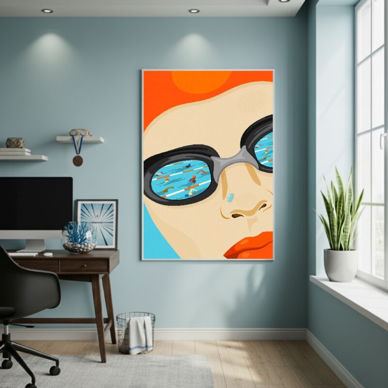 Quadro Decorativo Rosto De Nadador - 70x50 cm
