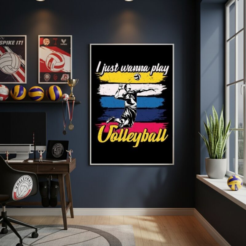 Quadro Decorativo Só Quero Jogar Vôlei-70x50cm