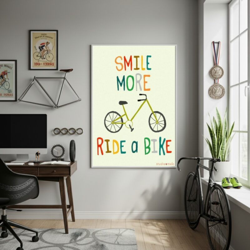 Quadro Decorativo Sorria Mais Ande De Bicicleta-70x50cm