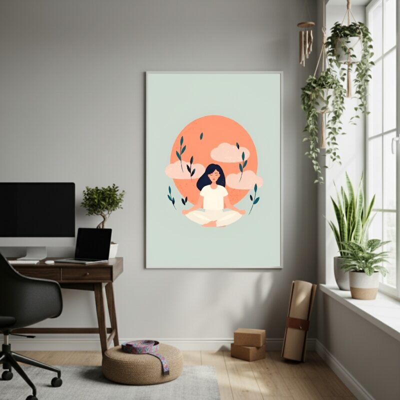 Quadro Decorativo Tranquilidade Na Yoga-70x50cm
