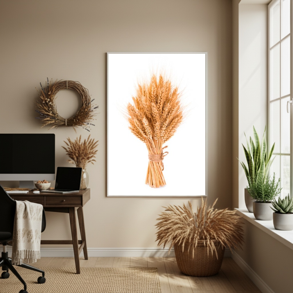 Quadro Decorativo Trigo Em Buquê - 70x50cm