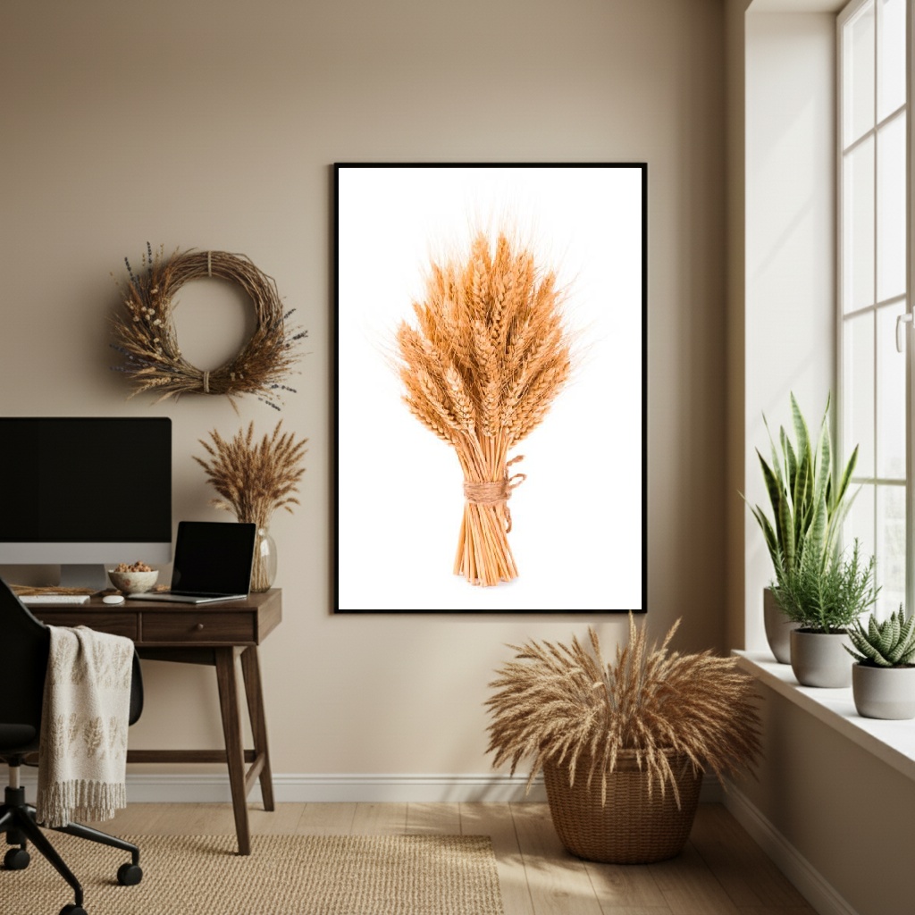 Quadro Decorativo Trigo Em Buquê - 70x50cm