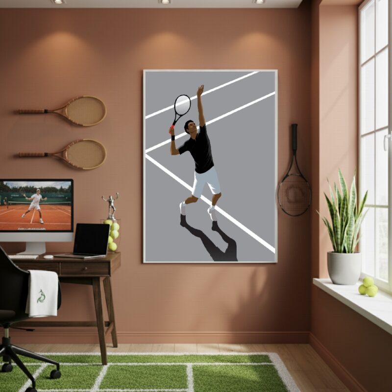 Quadro Decorativo Um Jogador De Tênis-70x50cm