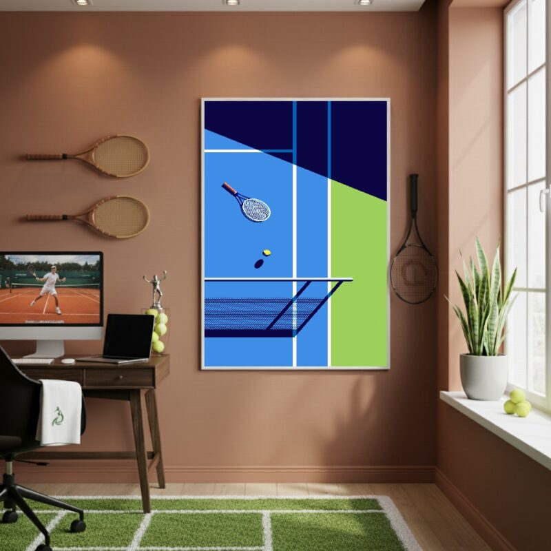 Quadro Decorativo Uma Quadra De Tênis-70x50cm