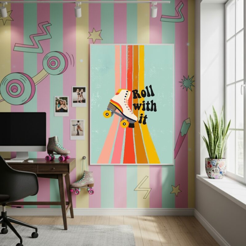 Quadro Decorativo Vai Levando Com Patins - 70x50 cm