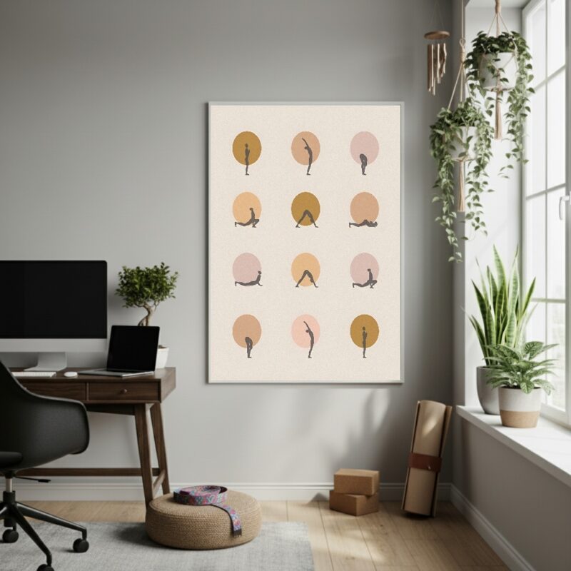 Quadro Decorativo Várias Posições De Yoga-70x50cm