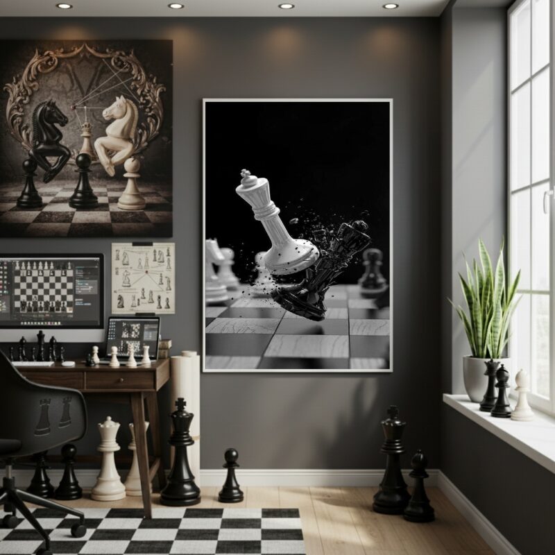 Quadro Decorativo Xadrez Bárbaro - 70x50 cm