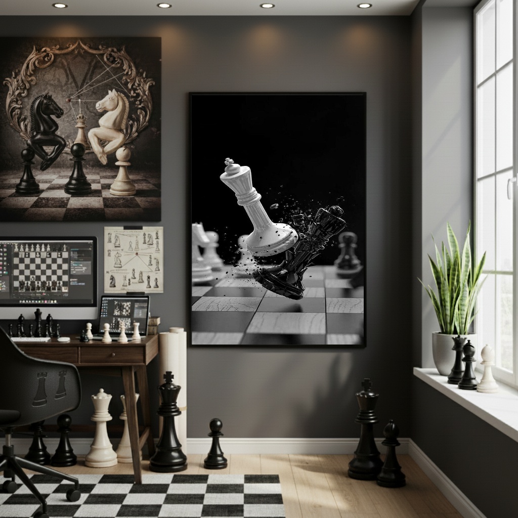 Quadro Decorativo Xadrez Bárbaro - 70x50 cm