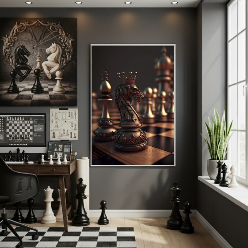 Quadro Decorativo Xadrez Clássico - 70x50 cm