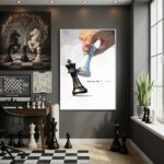 Quadro Decorativo Xadrez Foco No Melhor - 70x50 cm