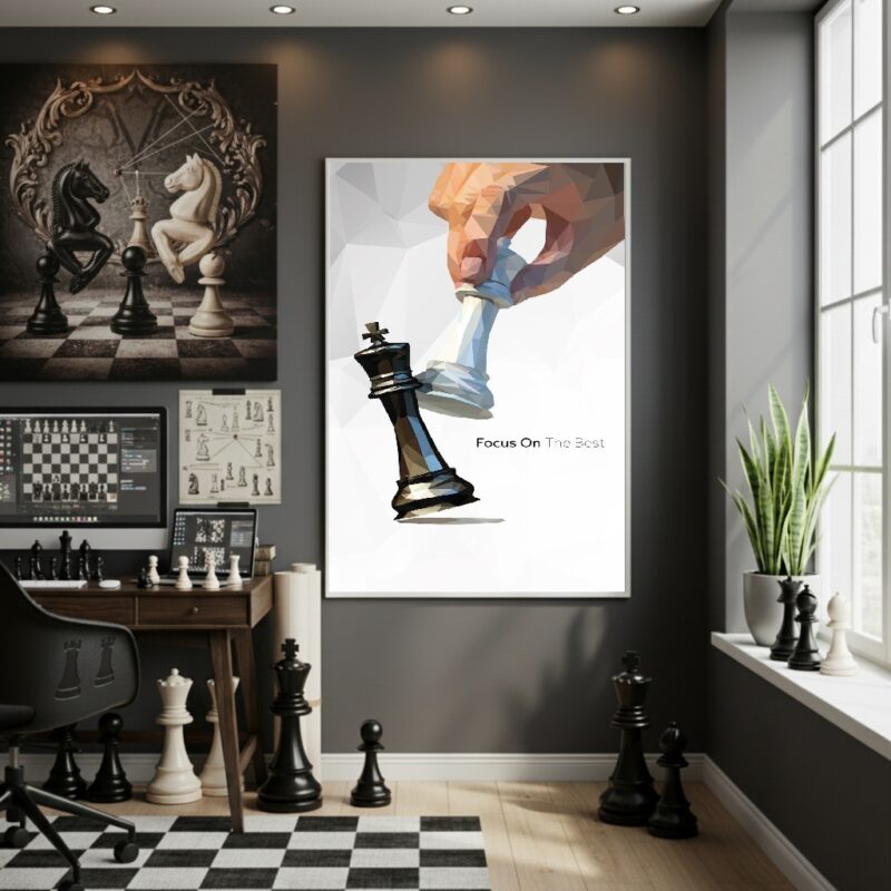 Quadro Decorativo Xadrez Foco No Melhor - 70x50 cm