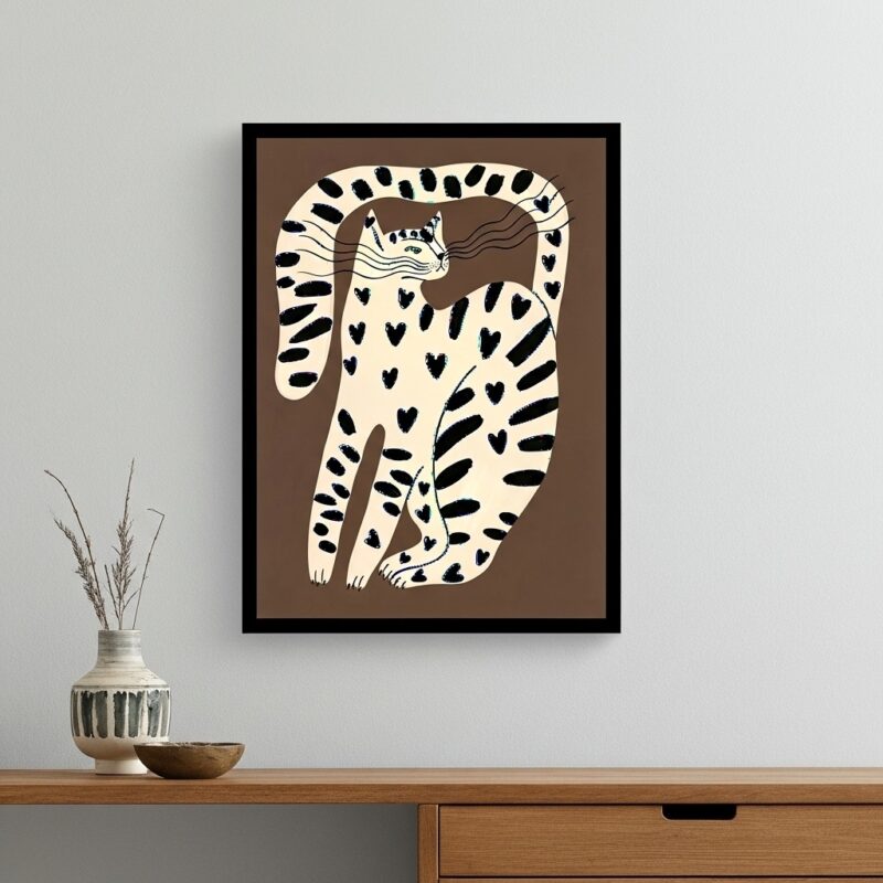 Quadro Arte Moderna Gato Marrom e Preto