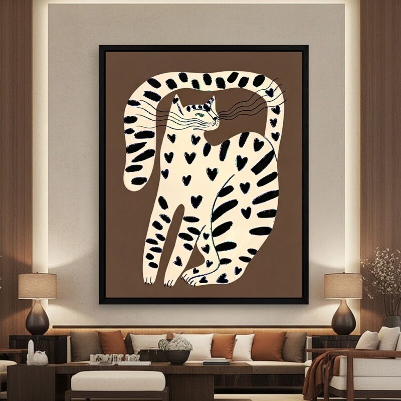 Quadro Canvas Arte Moderna Gato Marrom e Preto