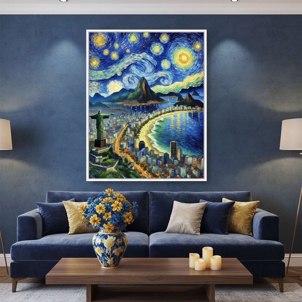 Quadro Canvas Rio de Janeiro Estilo Van Gogh