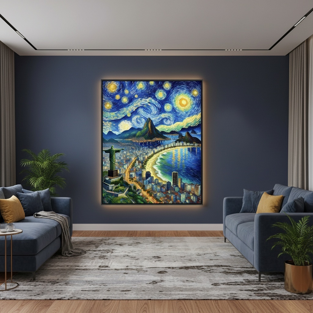 Quadro Canvas Rio de Janeiro Estilo Van Gogh