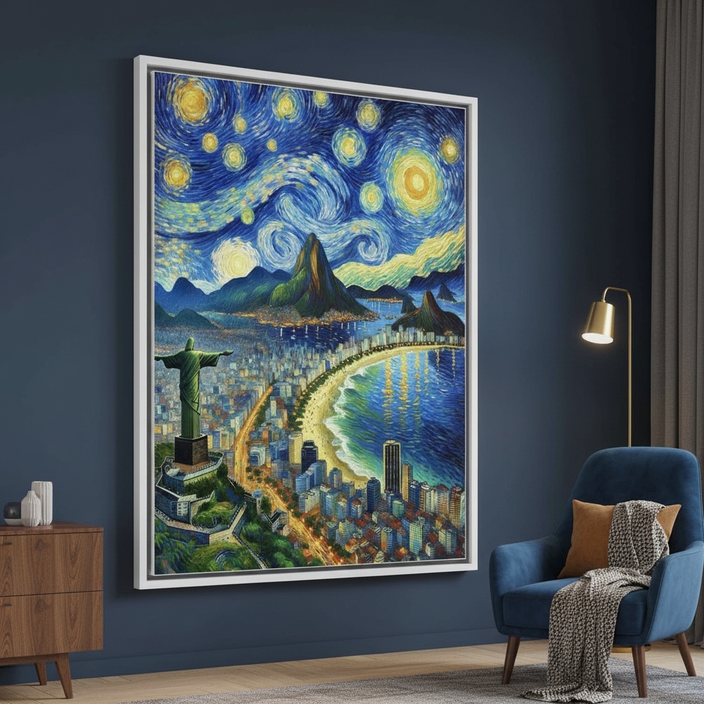 Quadro Canvas Rio de Janeiro Estilo Van Gogh