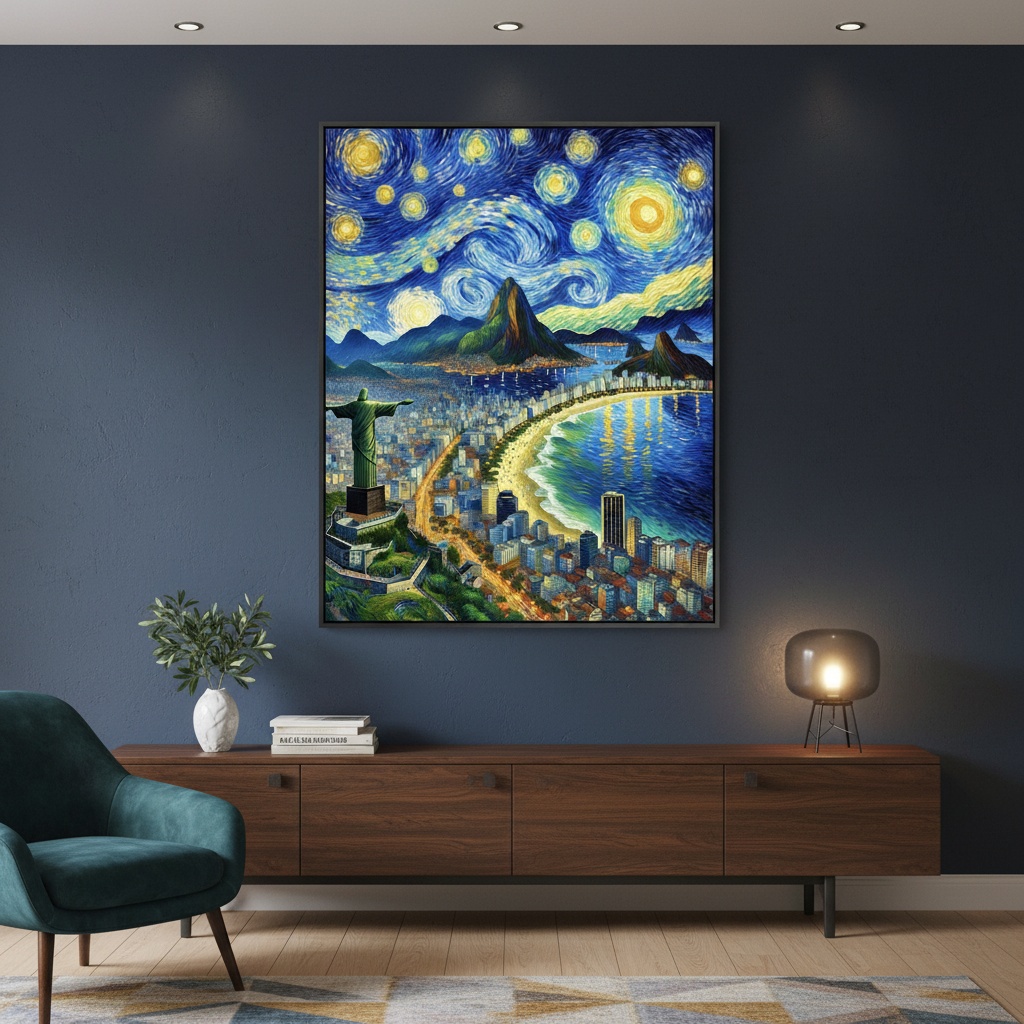 Quadro Canvas Rio de Janeiro Estilo Van Gogh