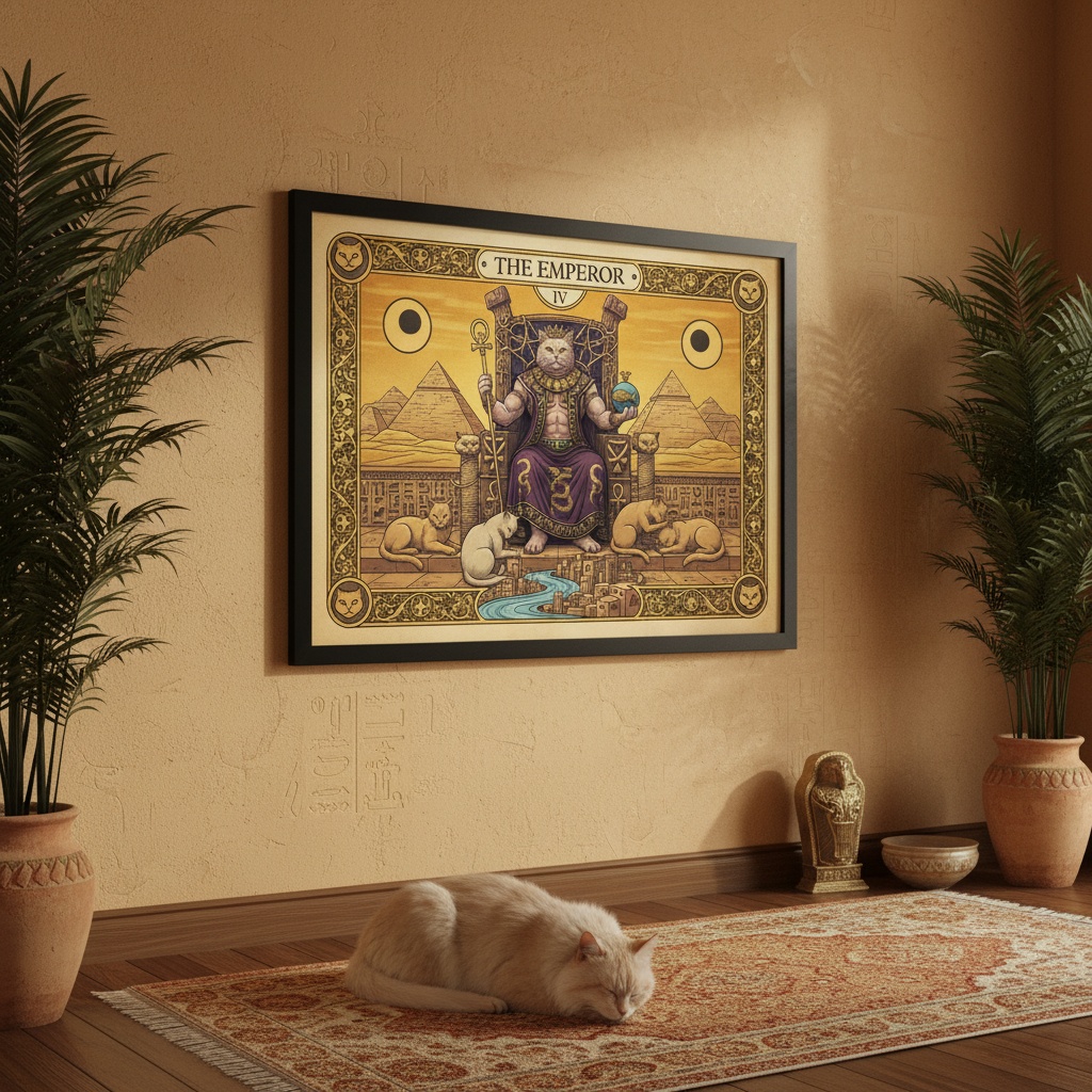 Quadro Carta Tarot Gato O Imperador - 50x70 Cm